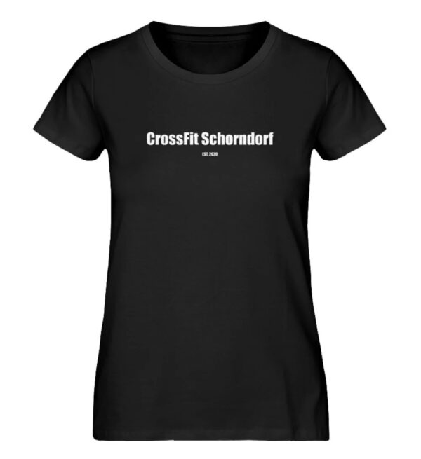 Entdecke unsere perfekt optimierten Klamotten bei der Fitnessstudio alternative - Crossfit. Diese Bild zeigt ein Frauen T-Shirt mit der Aufschrift CrossFit Schorndorf